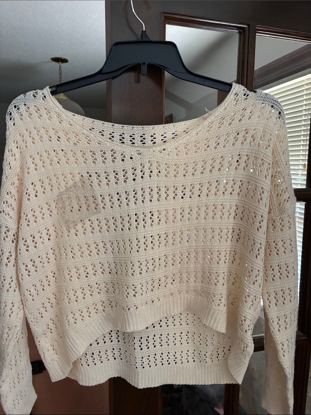 Beige Knitted Throw Sweater